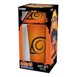 Konoha Glass and Coaster Set Naruto Shippuden 400 ml