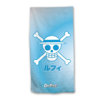 Toalla Azul Calavera Tripulación Sombrero de paja One Piece 140 x 70 cms