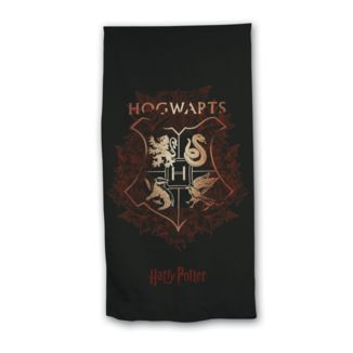 Hogwarts Shield Black Towel Harry Potter 140 x 70 cm