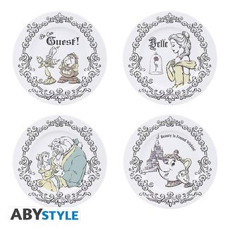 Porcelain Plates Set Beauty & The Beast Disney