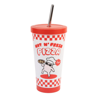 Vaso con Pajita Hot & Fresh Pizza Ketnipz 550 ml