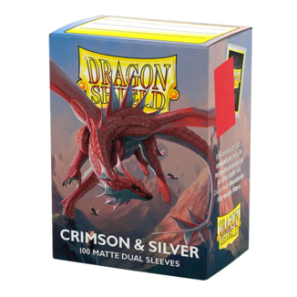 Fundas Estándar Crimson & Silver Matte Dual Dragon Shield (Pack 100)