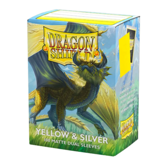 Yellow  & Silver Matte Dual Standard Card Sleeves Dragon Shield (Pack 100)