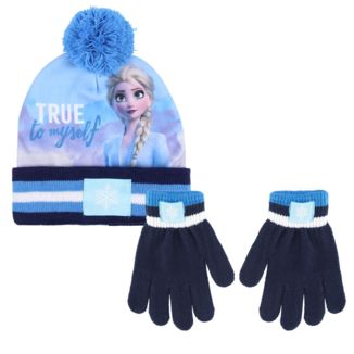 Elsa Set Beanie Hat Gloves Girl Frozen II Disney