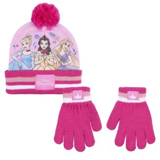 Princesses Set Beanie Hat Gloves Girl Disney