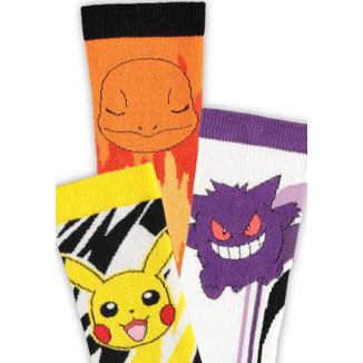Socks Pikachu, Charmander, Gengar Pokemon Pack 3 Size 39-42