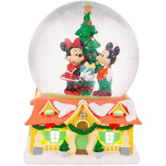 Figura Mickey y Minnie Mouse Navidad Bola de Nieve Disney