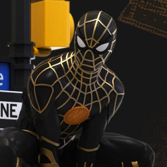 Spiderman with Black and Gold Suit Figure Spiderman No Way Home Marvel Comics D-Stage