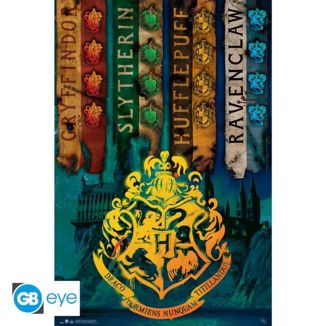 Poster Banderas Casas Hogwarts Harry Potter 91,5 x 61 cms