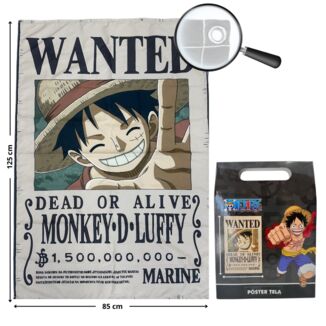 Poster de Tela Monkey D. Luffy Wanted One Piece 125 x 85 cm