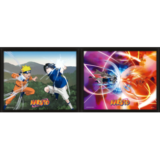 Póster Enmarcado 3D Uchiha Sasuke vs Uzumaki Naruto 23 x 28 cm
