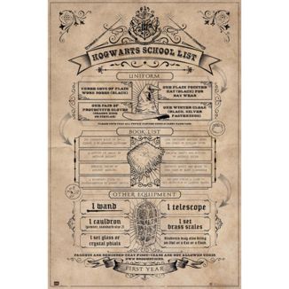 Poster Harry Potter Hogwarts School List 91,5 x 61 cms