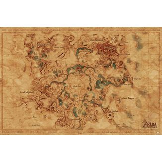 Poster The Legend of Zelda Breath Of The Wild Hyrule World Map 91,5 x 61 cms