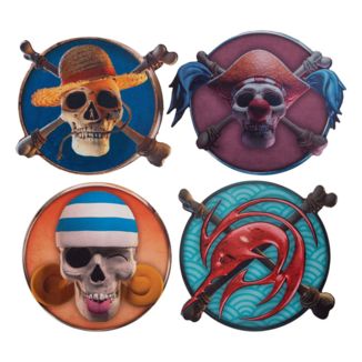 Monkey D. Luffy Nami Buggy & Arlong Jolly Roger Coasters 4 Set One Piece Live Action