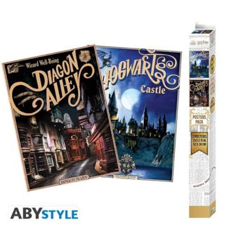 Diagon Alley and Hogwarts Castle Poster set Harry Potter 52 x 38 cms