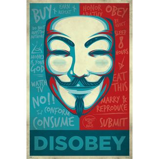 Poster Disobey V de Vendetta 91,5 x 61 cms