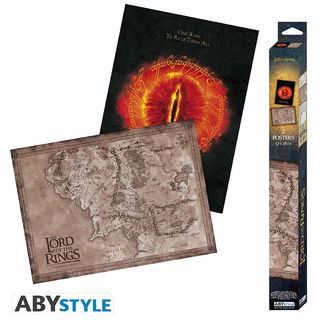 Map of Middle-earth and Eye of Sauron Poster set The Lord of the Rings 52 x 38 cms