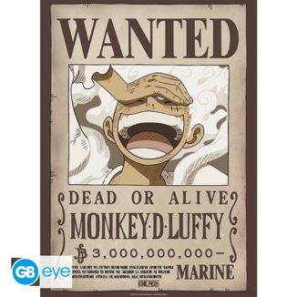 Póster Wanted Monkey D. Luffy Gear 5 Wano One Piece 52 x 38 cms