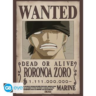 Póster Wanted Roronoa Zoro Wano One Piece 52 x 38 cms