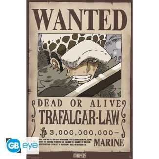 Trafalgar Law Wano Wanted Poster One Piece 91,5 x 61 cms