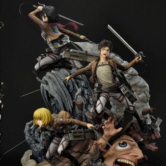 Estatua Eren Mikasa y Armin Ataque a los Titanes Ultimate Premium Masterline 